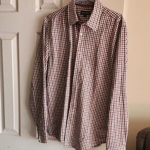 Men's Checkered Button Down Shirt in Red and White